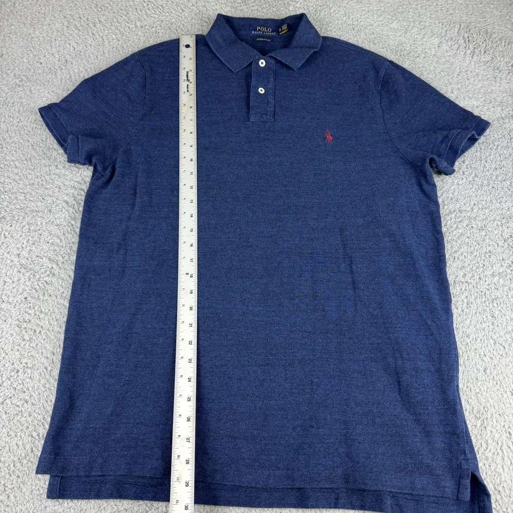Polo Ralph Lauren Shirt Mens XL Blue Short Sleeve Custom Slim Fit Preppy Heather